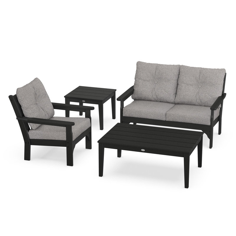 Vineyard 4-Piece Deep Seating Set, Black, Grey Revolution®
