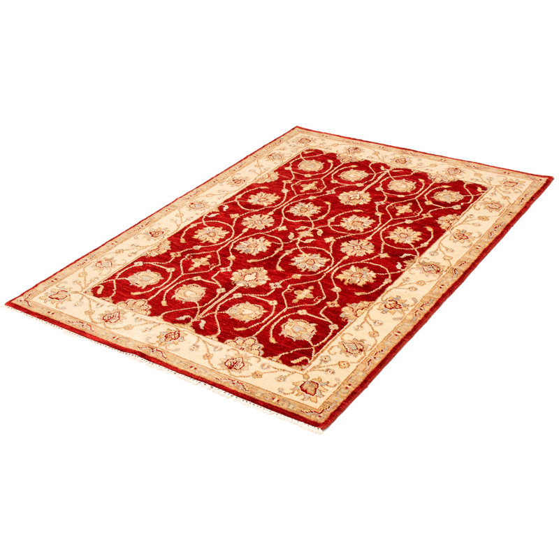 Tapis rouge en laine noué à la main Crutcher