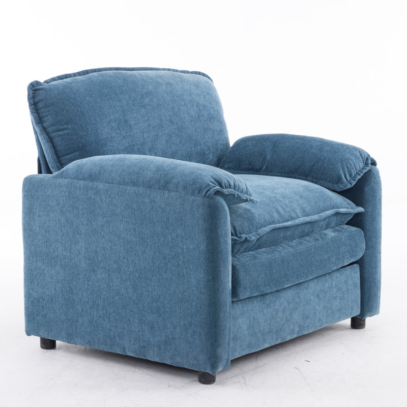 Fauteuil d'appoint en chenille avec ressorts de soutien - Dortoir confortable surdimensionné d'une largeur de 36,07 po, Bleu