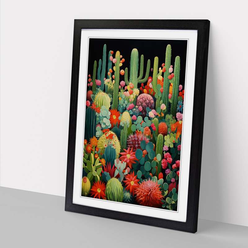 Cactus Orphism No.2 - Framed Print, Black Framed, 46cm H x 34cm W x 2cm D