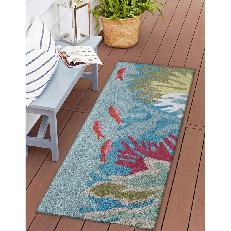 Hemsworth Performance Hand Tufted Abstract Indoor / Outdoor Rug, Rectangle 2' x 5'