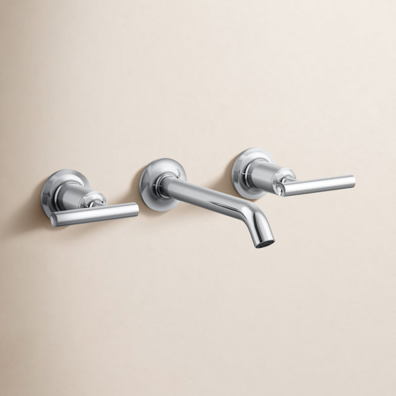 Robinet de salle de bain mural Purist®, Chrome poli, Poignée levier