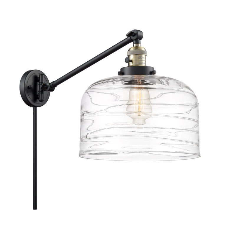 Lampe murale avec bras pivotant 12 po Shauna Bell, Incandescente, Noir / laiton antique