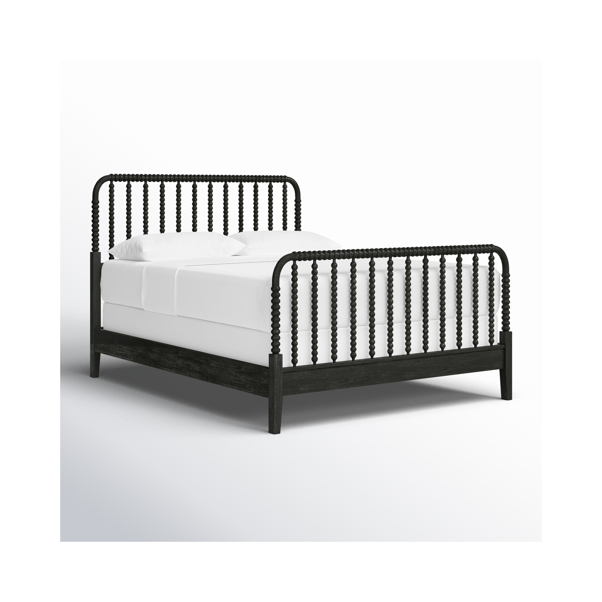 Louisa Solid Wood Spindle Bed, Queen, Antique Black