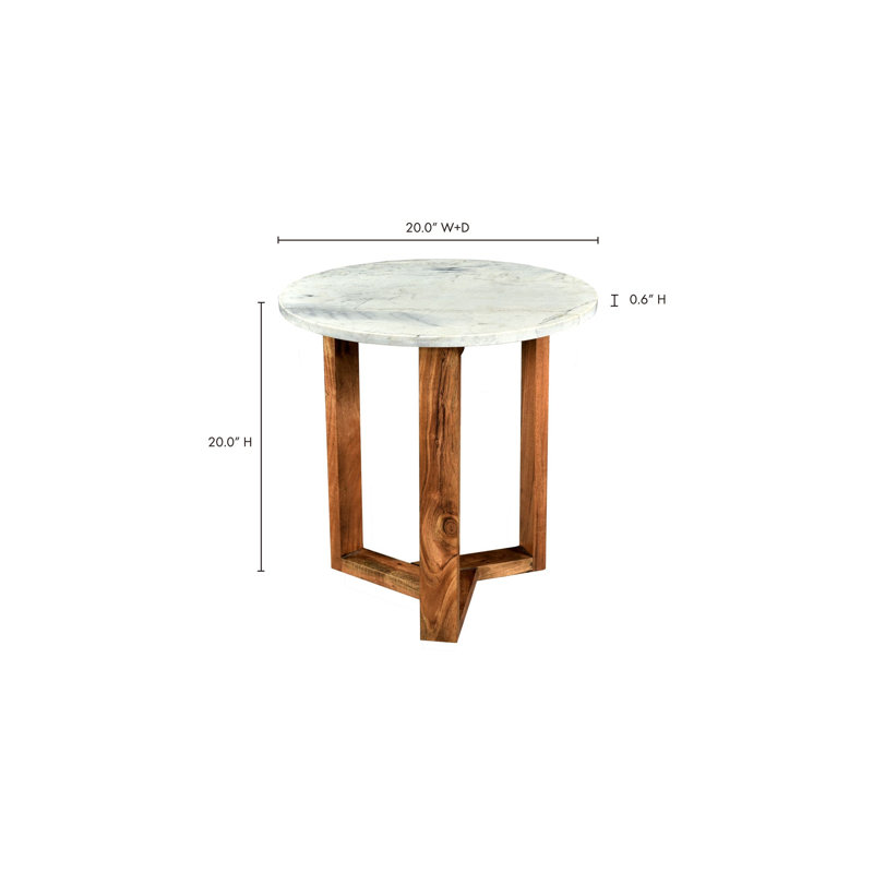Hollins Marble Cross Legs End Table, Brown