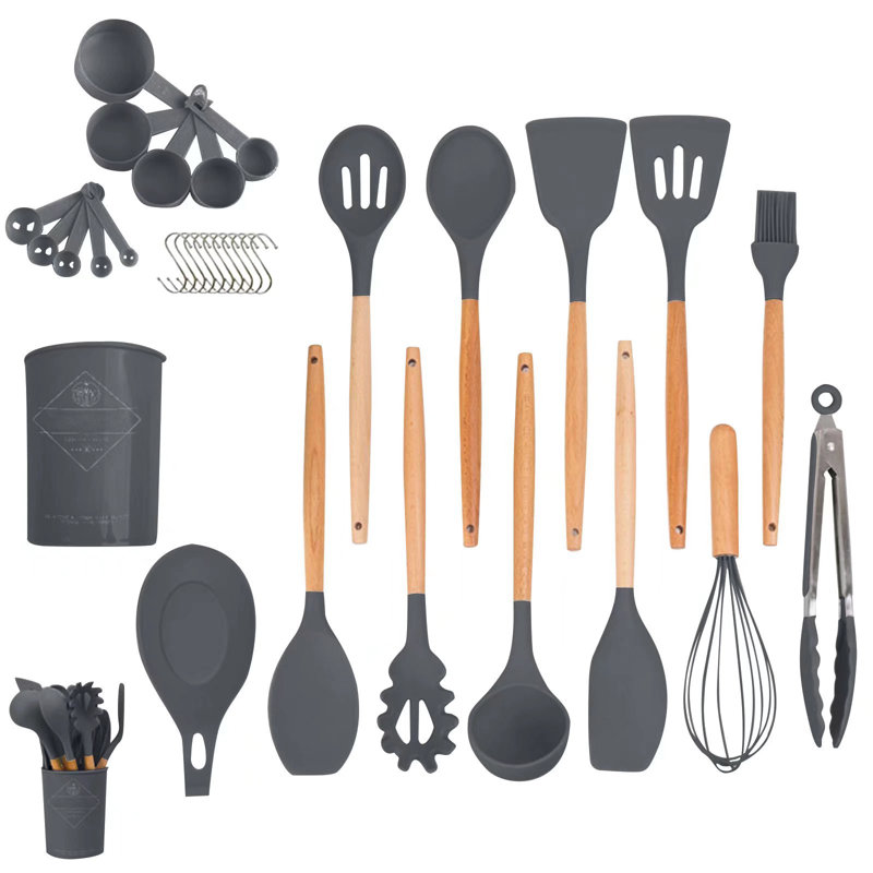 Ensemble d'ustensiles de cuisine de 33 pièces Genkent, Noir gris