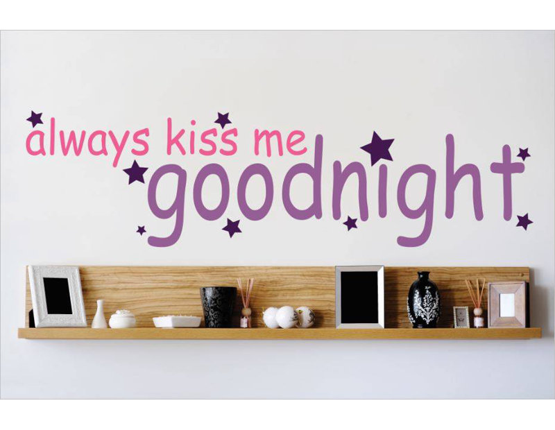 Décalcomanie murale toujours baisers me goodnight, H 10 po x l 40 po x P 0,16 po, Rose / Mauve