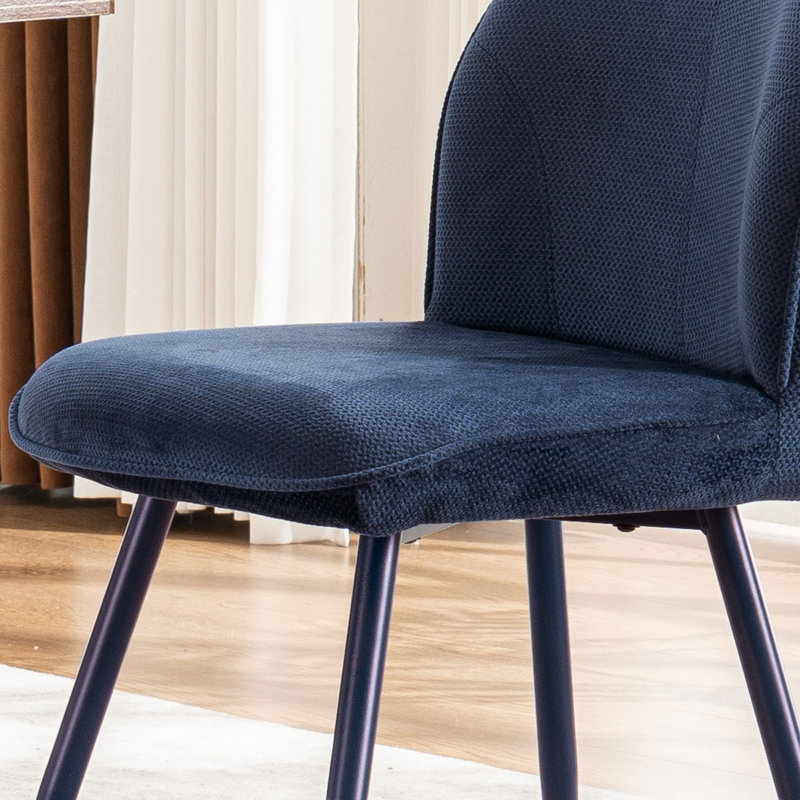 Chaises de salle à manger rembourrées Monno Chenille, 4, Bleu, Bleu