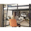 Lit mezzanine en métal avec bureau en forme de L, taille du cadre de la station de charge, garde de sécurité et échelle, aucun sommier nécessaire