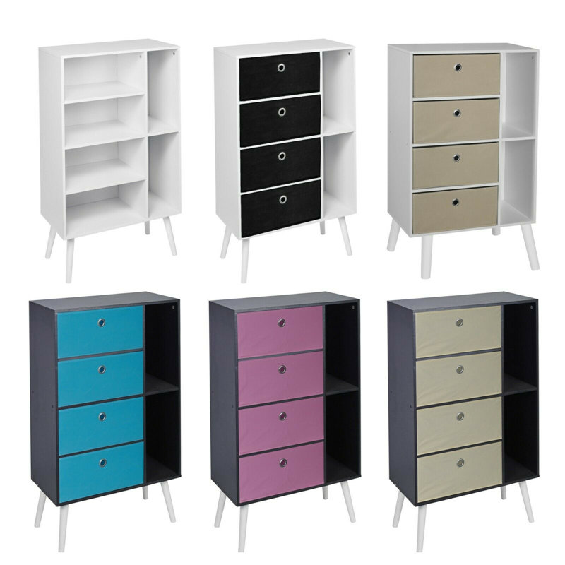 Burtondale 104cm H x 60cm W Wood Standard Bookcase, White/Pink/Pine