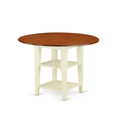3-Piece Buttermilk and Cherry Finish Round Solid Wood Top Dining Table Set