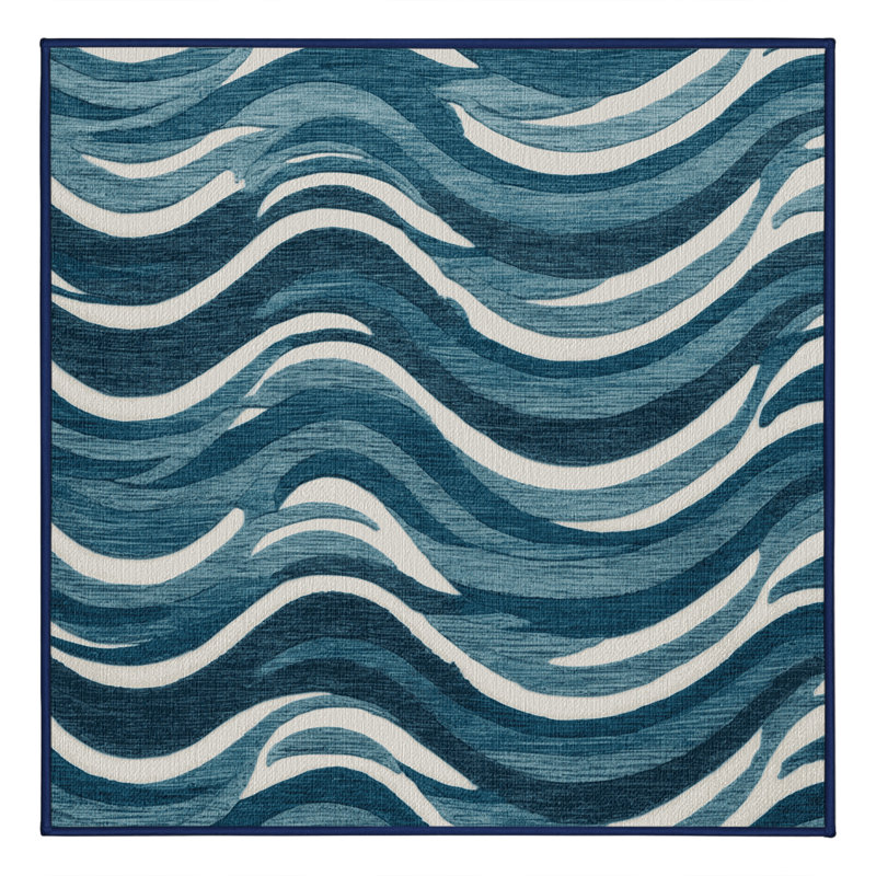 Washable Wave Length Plus Coastal Area Rug, Square 5'