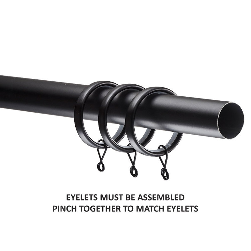 Linea Single Curtain Rod, 3" H x  96" W x 6" D, Black