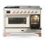 Majestic III Series 48 Inch Dual Fuel Range with 5 Sealed Burners, Griddle, Frenchtop in Glossy Black (Natural Gas, Burnished Trim)-1981615041-1981615046-1981615048