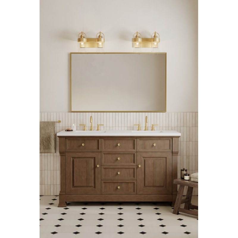 Meuble-lavabo à 2 lumières 14,25 po Ravik, H 10,5 po x l 14,25 po x P 8,75 po, Laiton, Deux lumières