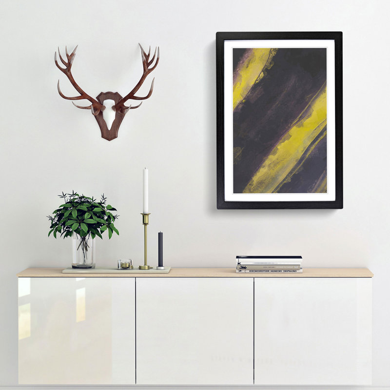 Stripes of Yellow in Abstract - Picture Frame Graphic Art Print, Black Framed, 36cm H x 27cm W x 2cm D