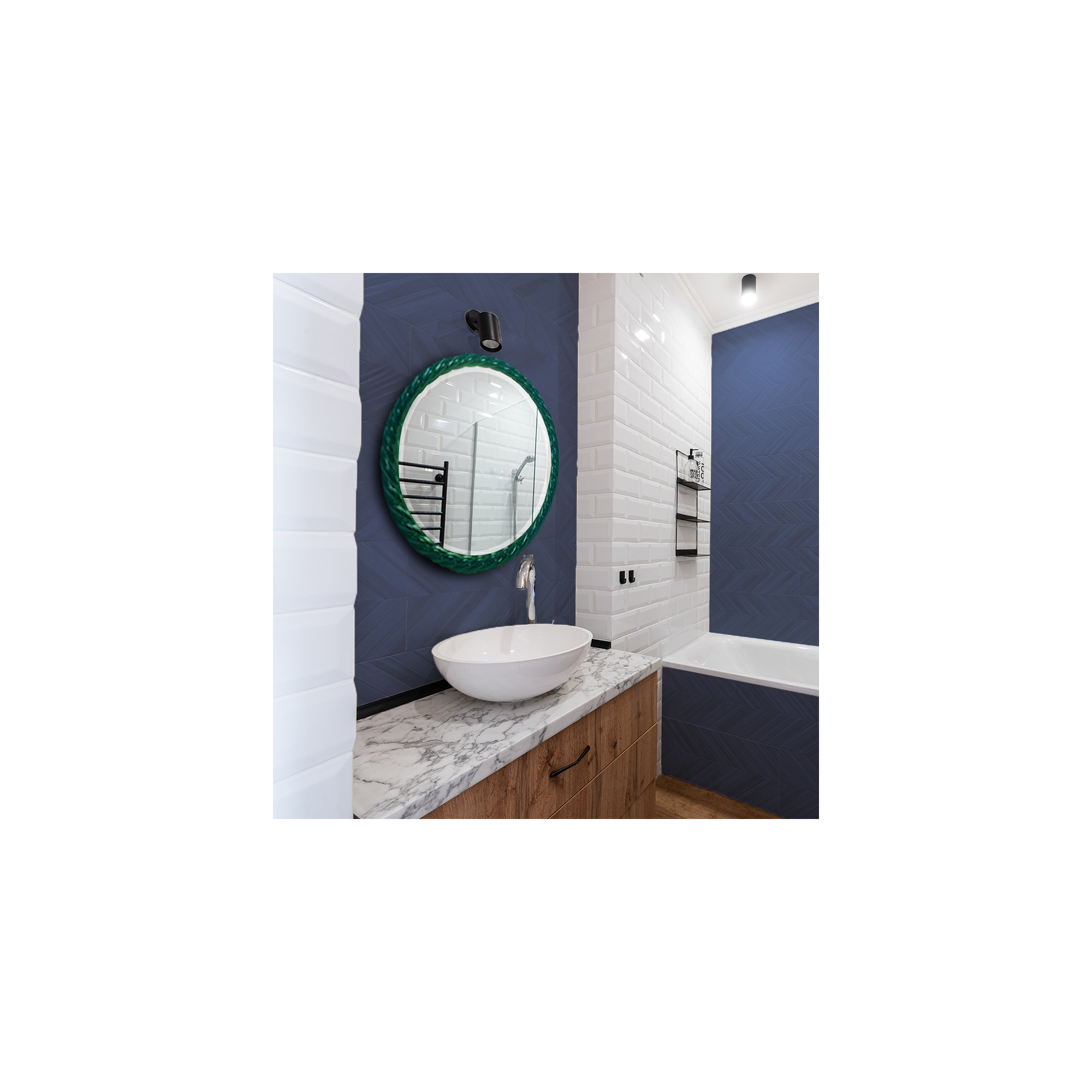 Mara Round Mirror, Hunter Green