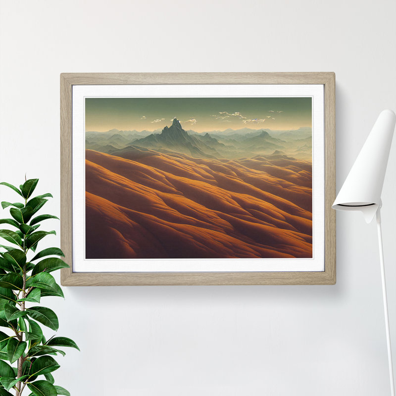 XH1022-8662X Super Mountain Landscape 1 Piece Single Picture Frame Wall Art, 46cm H x 64cm W x 2cm D, Oak