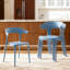 Ensemble de 4 chaises empilables en plastique bleu et blanc en polypropylène avec pieds renforcés, capacité de charge de 150 kg-1302404699