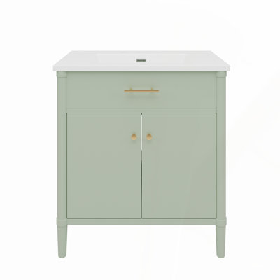 Durable Brown 36 Inch Bathroom Vanity with Resin Countertop, 2 Doors, and Storage for Modern Bathrooms