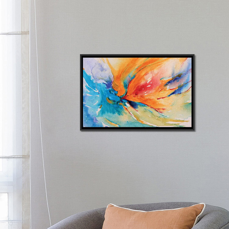 «Happiness», reproduction sur toile, H 18 po x l 26 po x P 1,5 po, Toile avec cadre noir, Pas de tapis