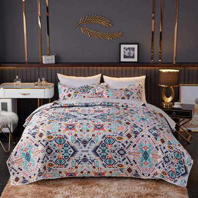 Ensemble de courtepointe pour grand lit Boho - Couvre-lit bohémien léger pour le décor de la chambre à coucher