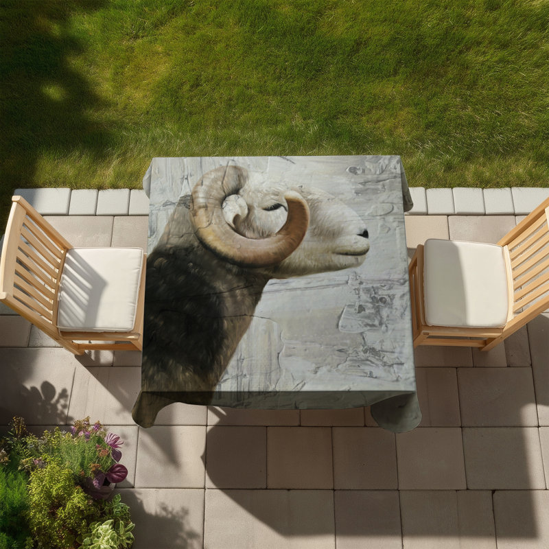 Aries White Animals Rustic Tablecloth | Indoor/Outdoor Decor
