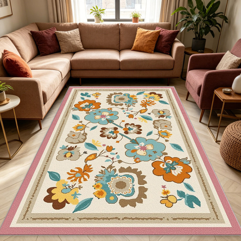 Multicolor Vintage Floral Rug carpet-easy to clean, machine-washable, soft and comfortable; suitable for door mats, kitchens, living rooms, bedrooms, corridors, and laundry areas. Easy to clean, durable carpet for home decoration.