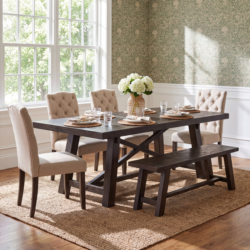 Bianca 6-Person Extendable Solid Wood Dining Set