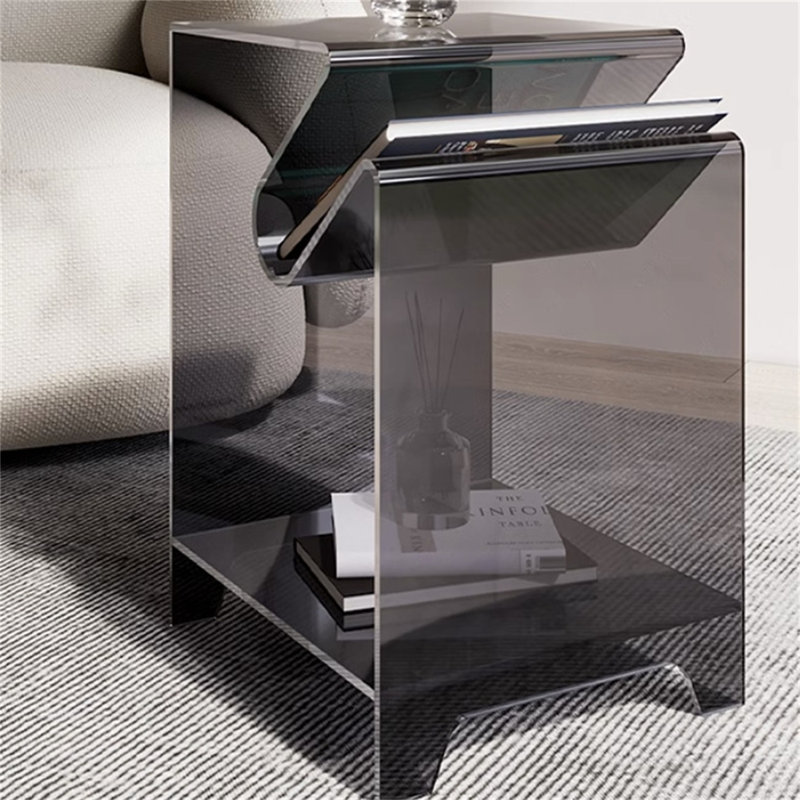 Table d'appoint moderne à double couche en acrylique - armoire de chevet transparente résistante aux égratignures, canapé de coin de salon minimaliste de luxe léger