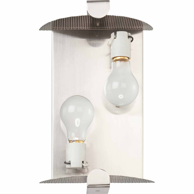 Espirit 2-Light Indoor Brushed Nickel Steel Flush Mounted Wall Sconce with White Glass Shade