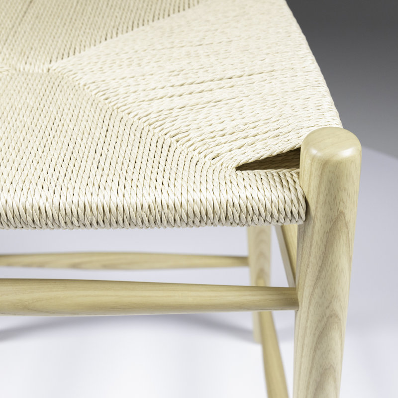 Leonidas Counter Stool with Solid Wood Frame, Natural