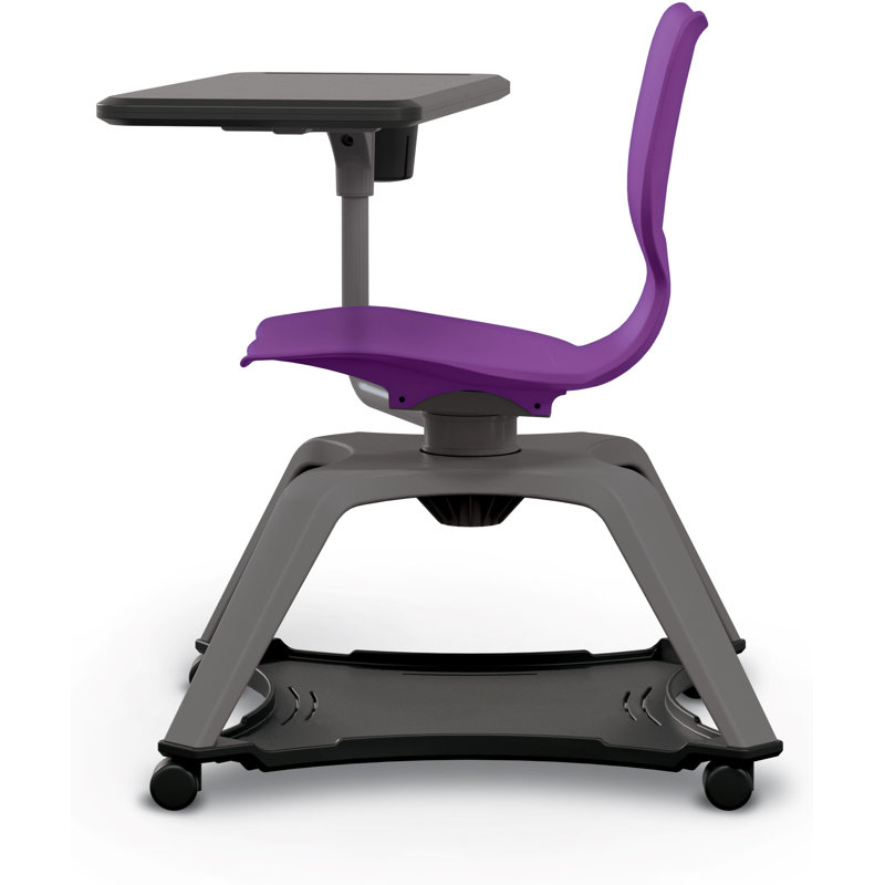 Chaise de bureau à tablette avec porte-gobelet et roulettes souples Hierarchie Enroll, Mauve