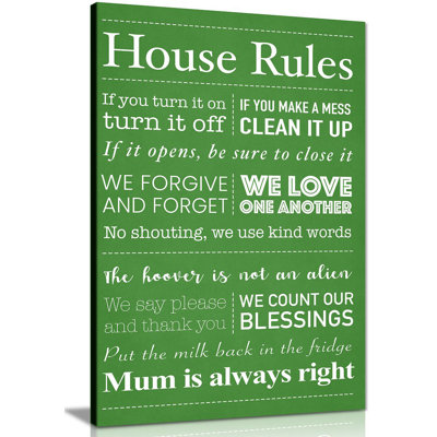 House Rules - Wrapped Canvas Print