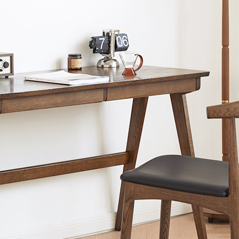 Bureau d'écriture avec tiroir de rangement en bois massif Retro, H 29,52 po x l 47,24 po x P 21,65 po, Marron foncé