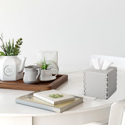 PU Leather Tissue Holder Square Decorative Home Decor Cube Boxes