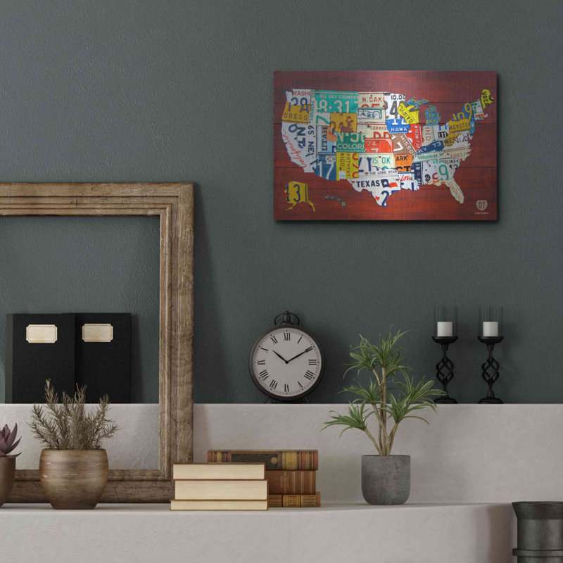 «Licence Plate Map USA» par Design Turnpike, H 12 po x l 16 po
