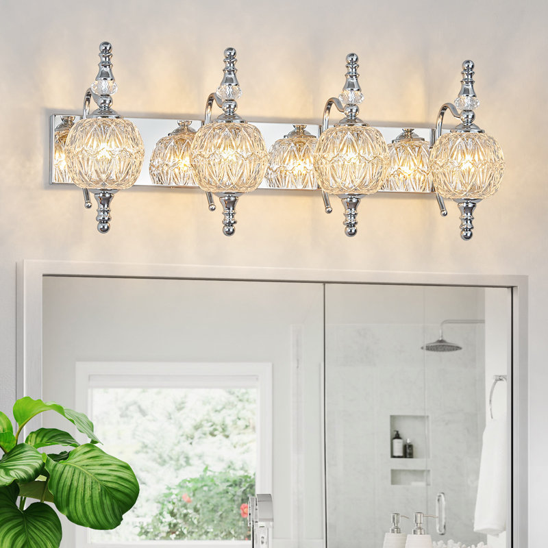 Éclairage de meuble-lavabo mural rétro à intensité variable (ampoule non incluse), Chrome chrome, 4