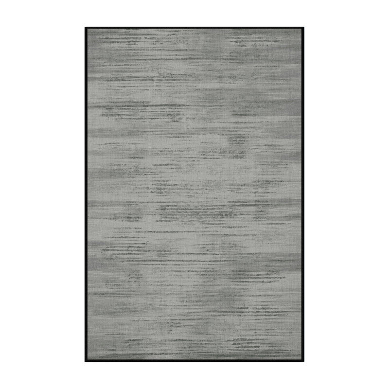 Machine Washable Abstract Gray Area Rug, Runner 2' x 5'