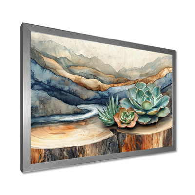 «Greenburg Succulent on a Top of Wooden Slide River IV - Succulents», art mural