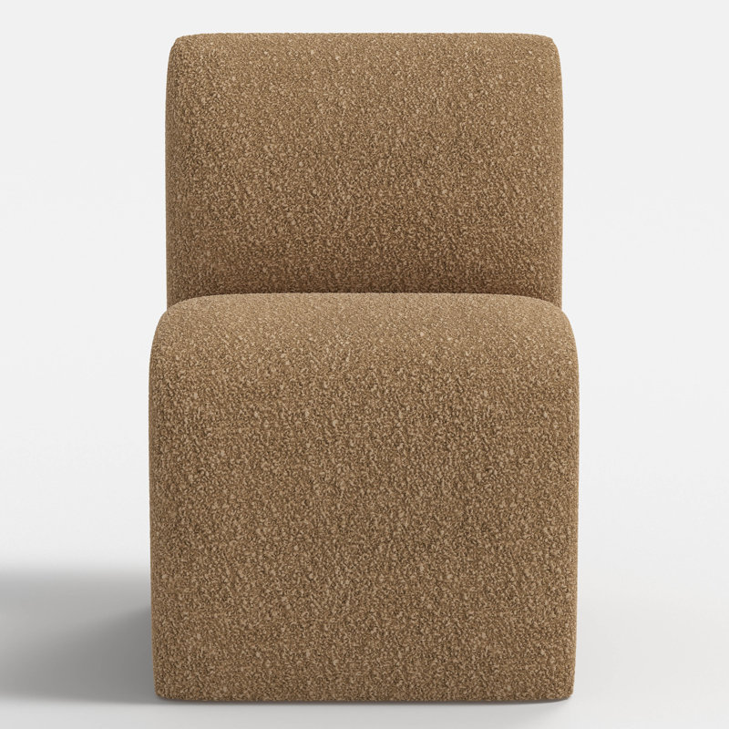 Chaise Sophia, Tissu bouclé chameau moelleux