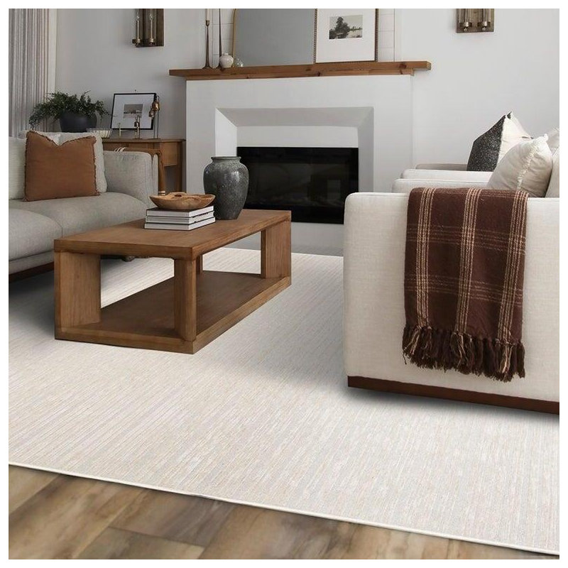 Roche Slim Washable Rug, Cream, 6'7" x 9'2"