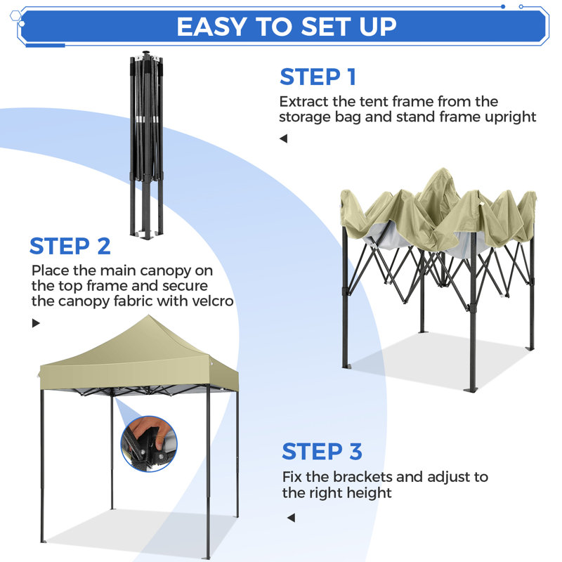 6.6X 6.6Ft Heavy Duty Canopy Tent,Pop up Commercial Tent, Khaki