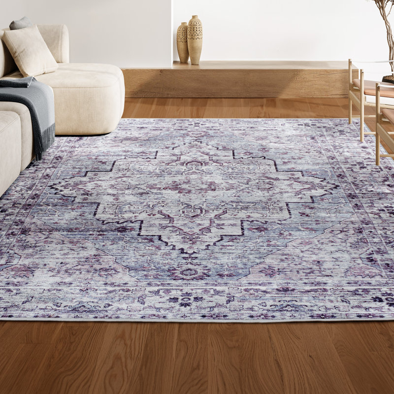Tapis gris / mauve Didim Boho Medallion, Rectangle 2 pi 11 po x 5 pi