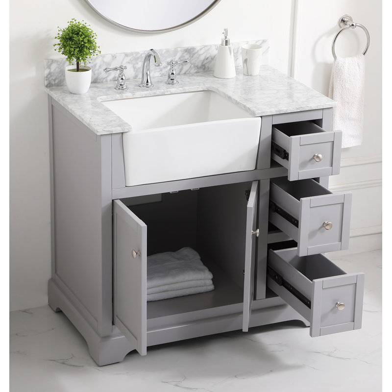 Ensemble de meuble-lavabo simple 36 po Pardue, Gris