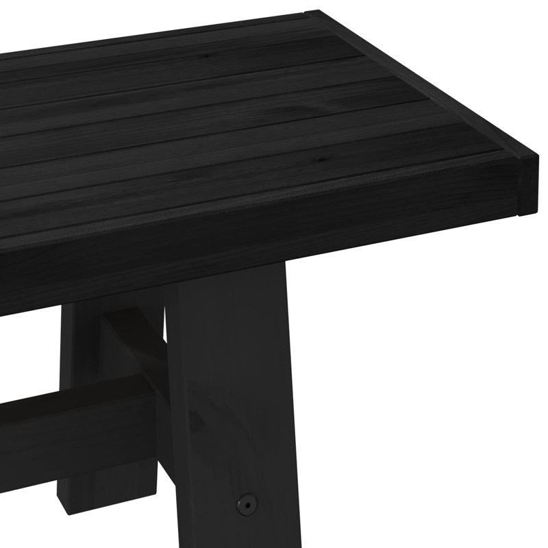 Solid Wood Bench, 45 cm H x 180 cm L x 41 cm D, Black