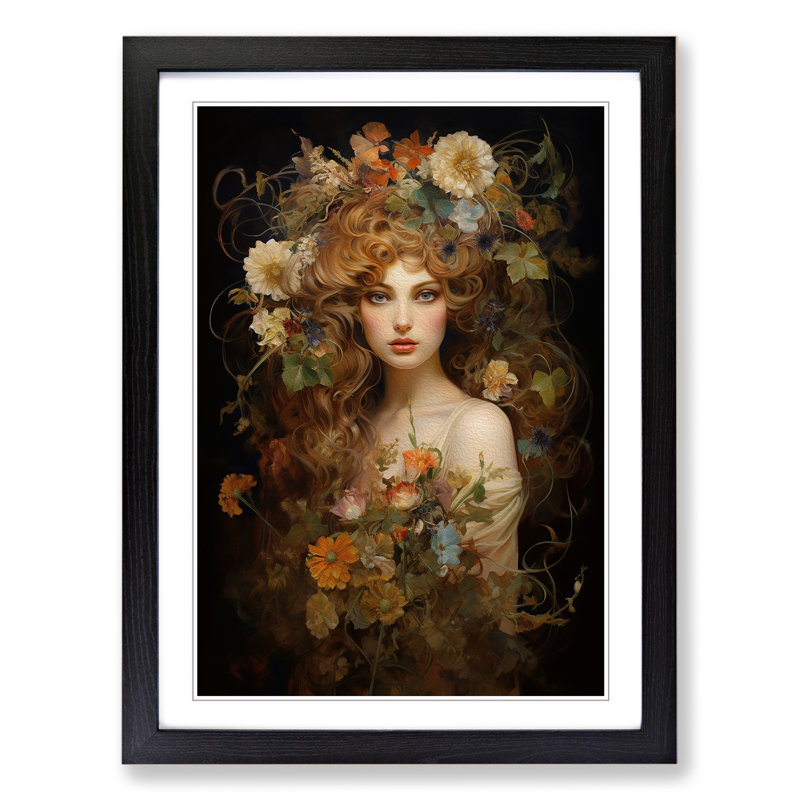 XYZ-FRM-V1223-1683 Wildflowers Baroque - Single Picture Frame Print on Wood, Black, 34cm H x 25cm W x 2cm D