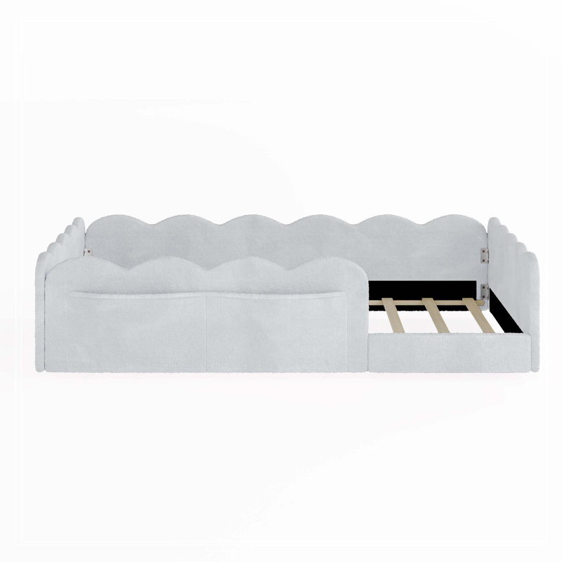 Lit simple tapissier sur pied, gris clair, Gris clair