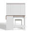 Ensemble de coiffeuse de maquillage de style campagne moderne avec miroir et lumières, luminosité réglable, bureau de coiffeuse avec verre trempé intégré, panneau pliant, prise de courant et tabouret de coiffeuse-753279493