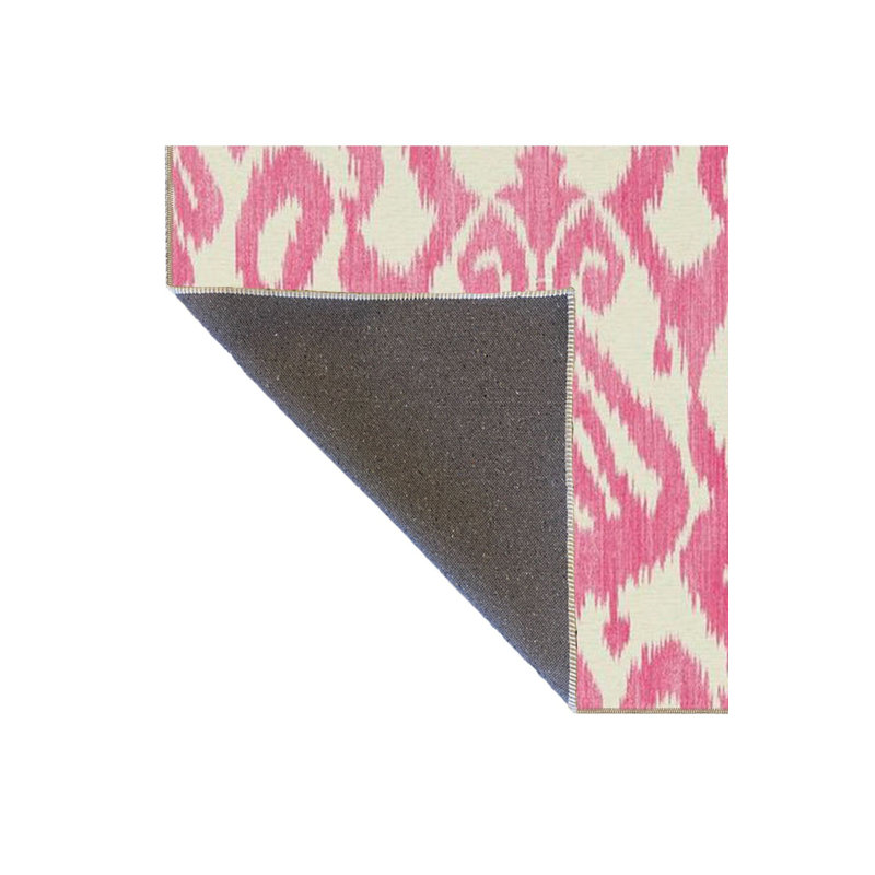 Tapis rose à motif tissé lavable à la machine, Sous-tapis rectangulaire de 3 pi 3 po x 4 pi 11 po